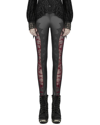 WK-463 Gothic Leggings - Black & Red