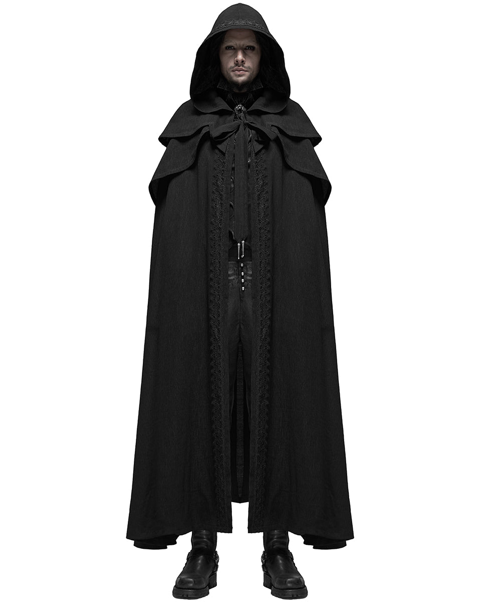 WY-1177 Necromancer Mens Hooded Gothic Travelling Cloak