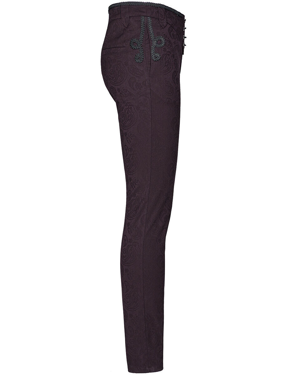 WK-385 Mens Gothic Steampunk Pants - Wine Red