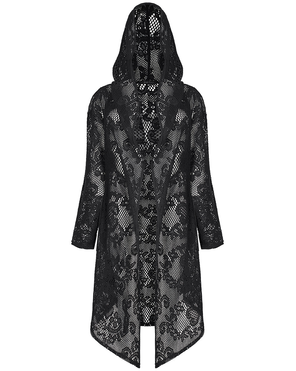 WY-1395 Womens Gothic Baroque Knit Hooded Cardigan Cloak