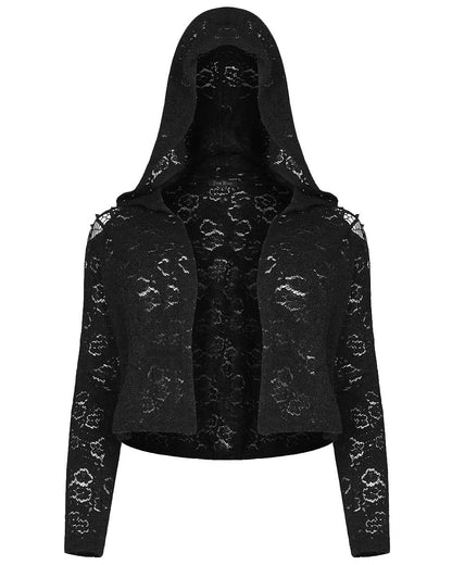 DY-1297 Plus Size Hooded Lace Cardigan