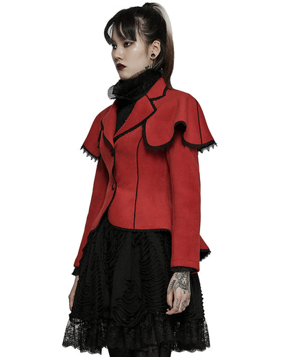 WY-1413 Womens Gothic Lolita Shoulder Cape Jacket - Red