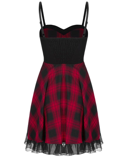 OPQ704 Anarchine Womens Punk Mini Dress - Red & Black Plaid