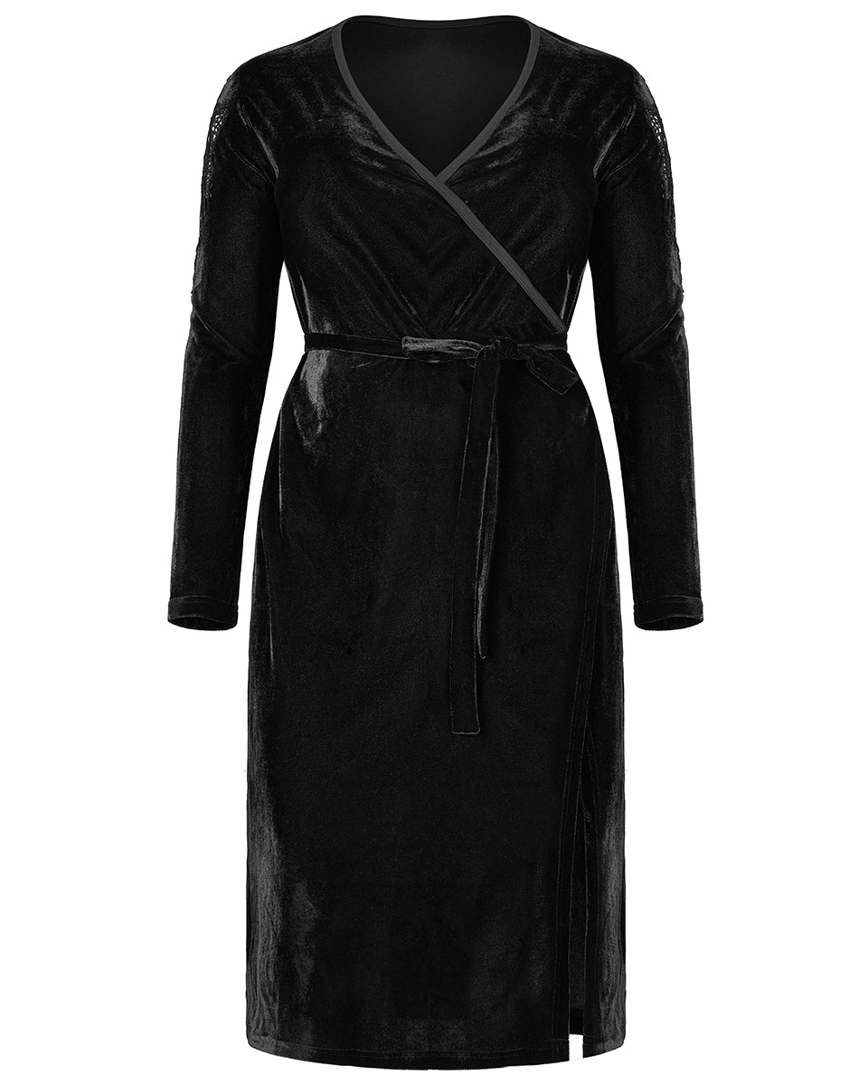 DQ-583 Plus Size Womens Gothic Velvet Wrap Dress