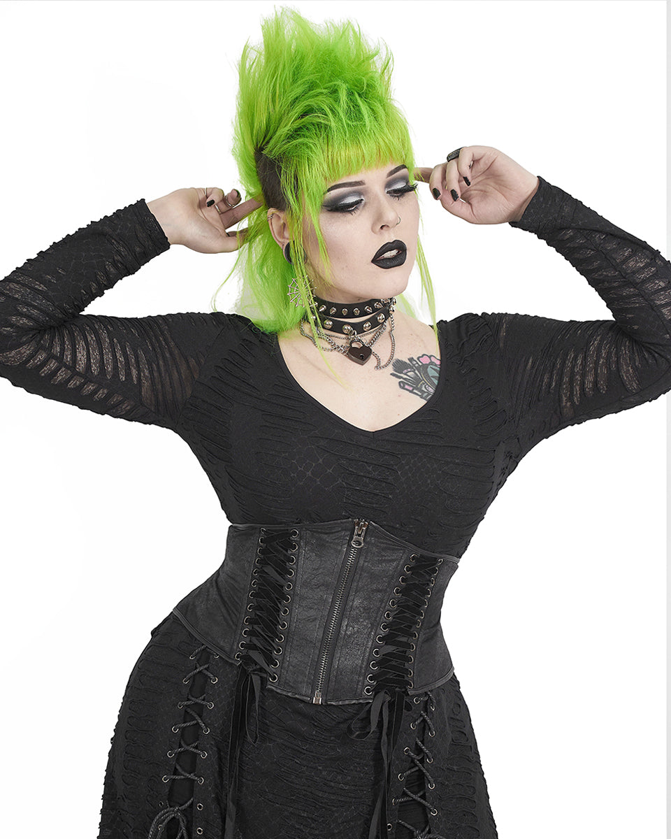 Punk Rave Gothic Elastic High Waist Belt Dragon Pattern Bustier Plus Size  Corset