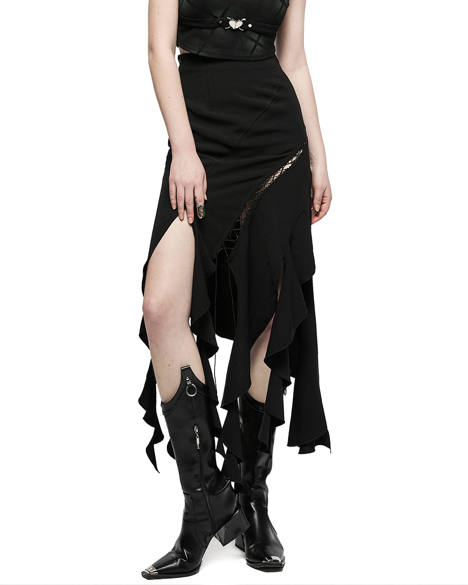 OQ-004 Daily Life Urban Occult Casual Gothic Irregular Hem Skirt
