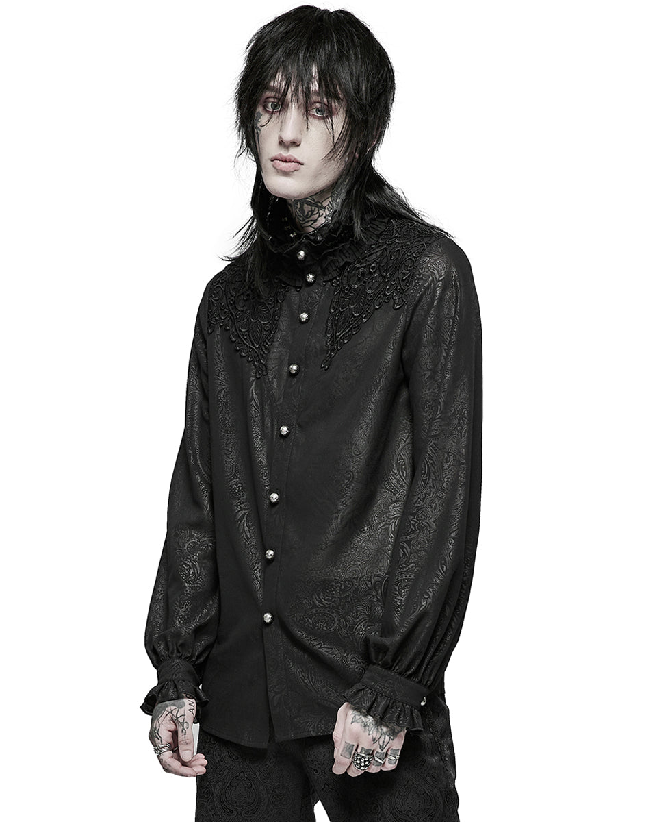 WY-1380 Mens Gothic Aristocrat Paisley Applique Dress Shirt