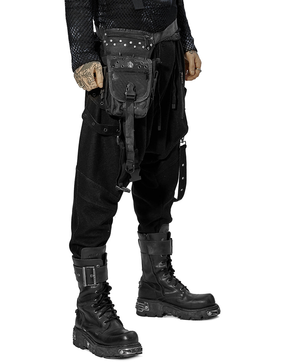 WS-528 Mens Apocalyptic Punk Studded Utility Belt & Hip Bag