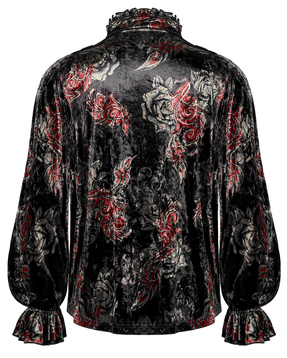 WY-1364 Mens Floral Tattoo Velveteen Pirate Shirt