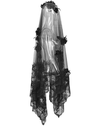 S-224 Black Rose Gothic Wedding Veil