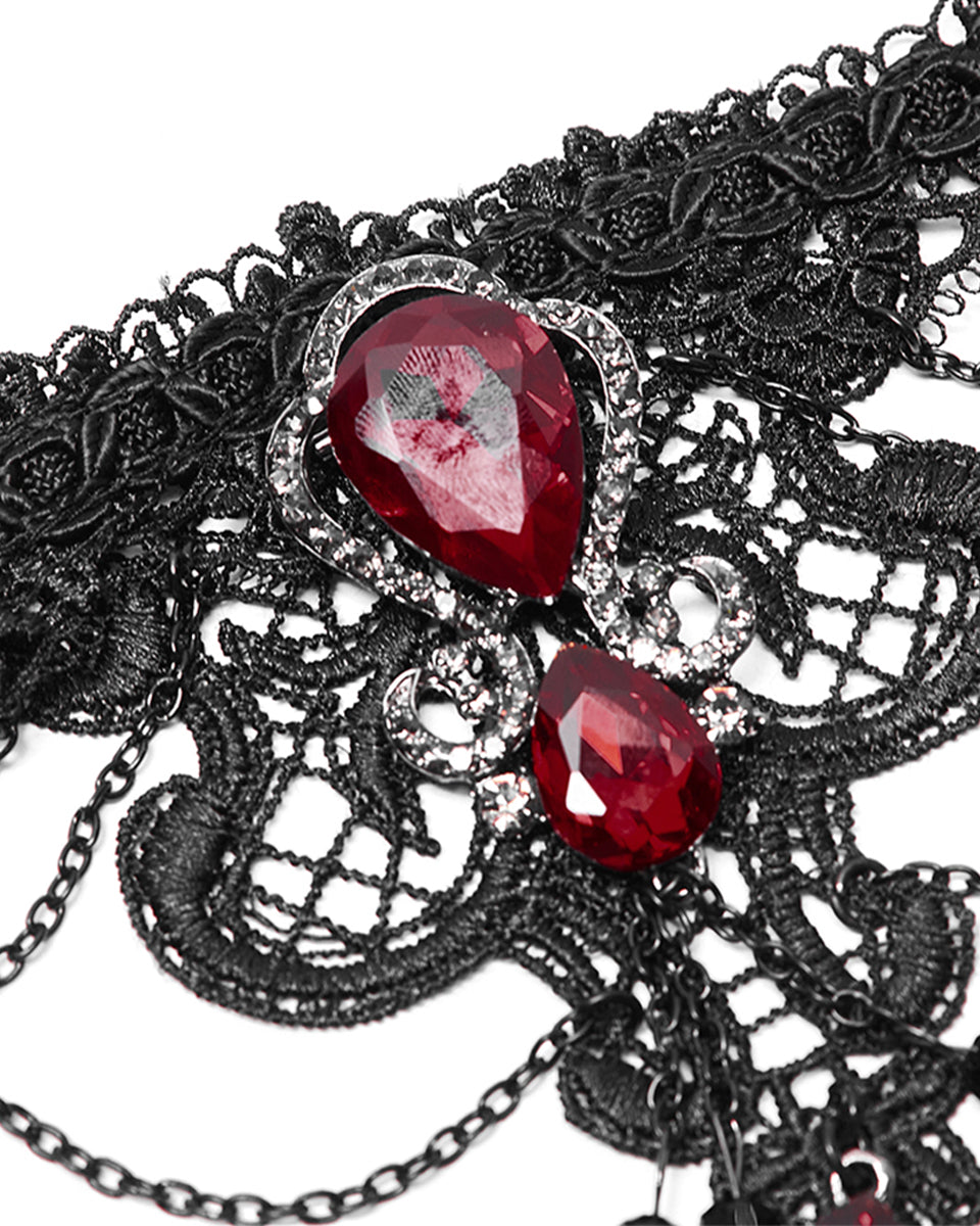 WS-469 Scarletine Gothic Choker Necklace - Black & Red