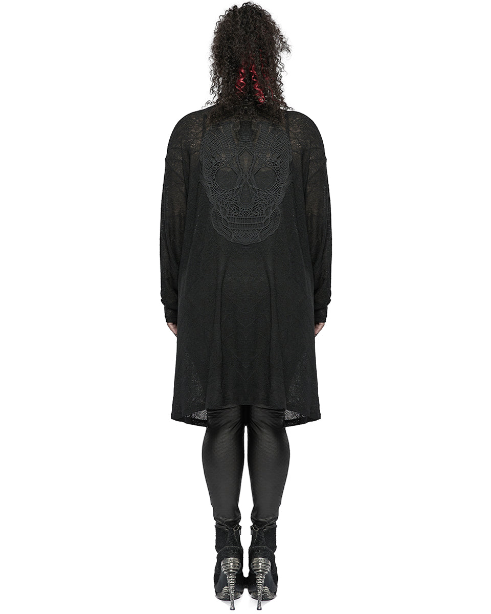 DY-1406 Plus Size Womens Lace Skull Knit Cardigan