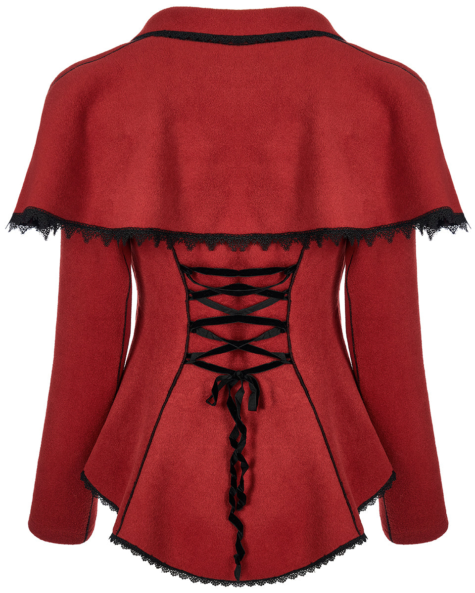 WY-1413 Womens Gothic Lolita Shoulder Cape Jacket - Red