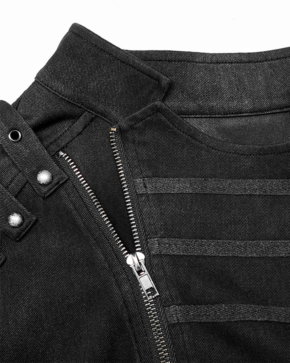 WT-757 Mens Dark Dystopian Gothic Zip Up Tank Top Vest