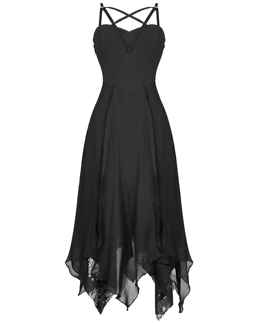 OPQ-1212 Daily Life Casual Gothic Lace Hem Pentagram Dress