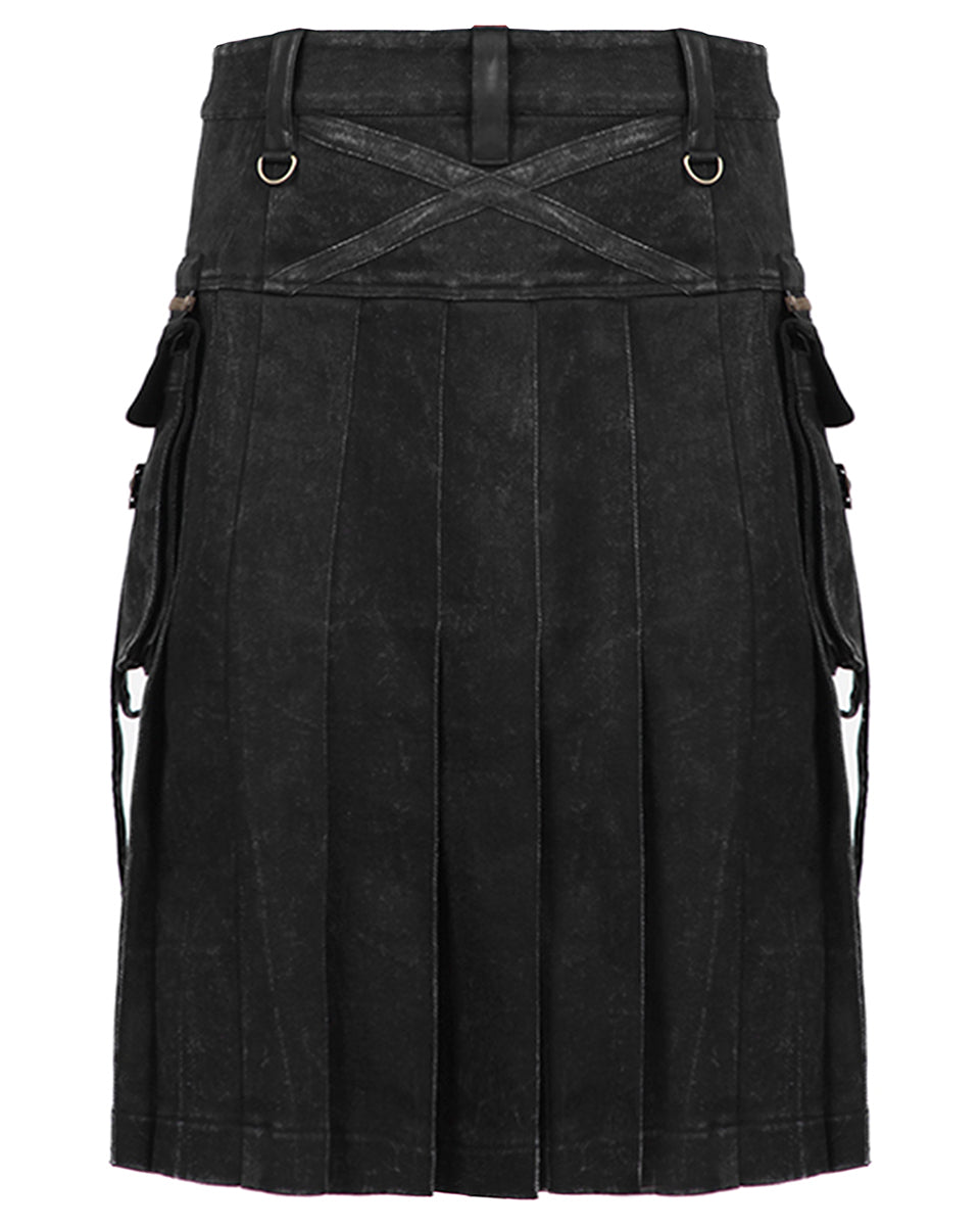 Q-225 Mens Acid Reign Apocalyptic Utility Kilt - Black