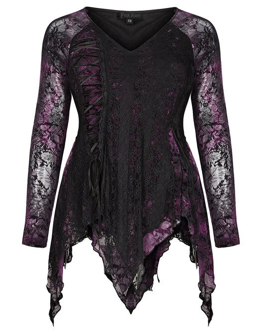 DT-667 Plus Size Moonshadow Womens Tunic Top - Purple