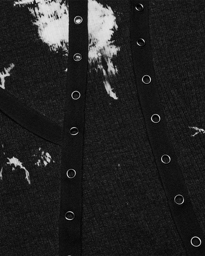 WT-734 Mens Apocalyptic Punk Tie Dye Top - Black & White