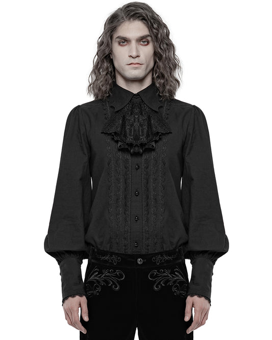 WY-1246 Vallerton Mens Gothic Regency Shirt & Cravat - Black