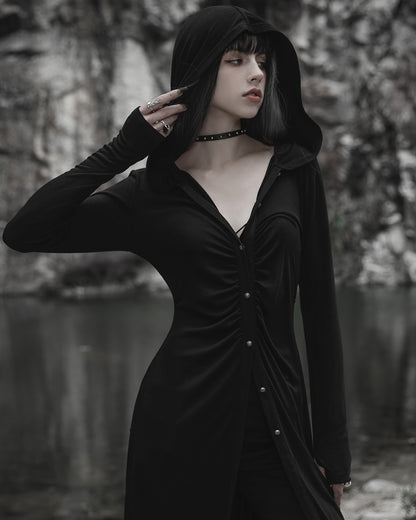 OPY-652 Daily Life Urban Occult Casual Gothic Long Hooded Cloak Cardigan
