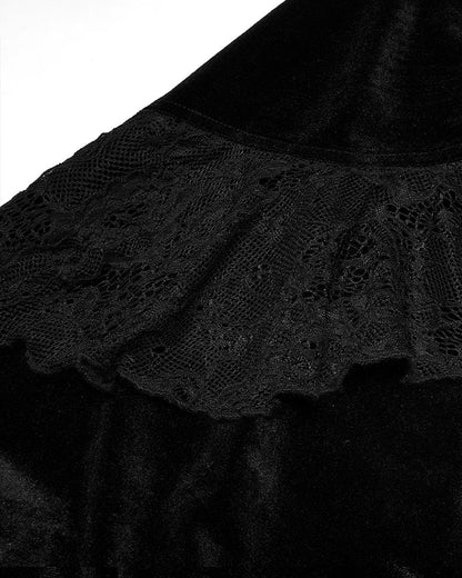DQ-577 Plus Size Womens Velvet Gothic Lace Applique Dress