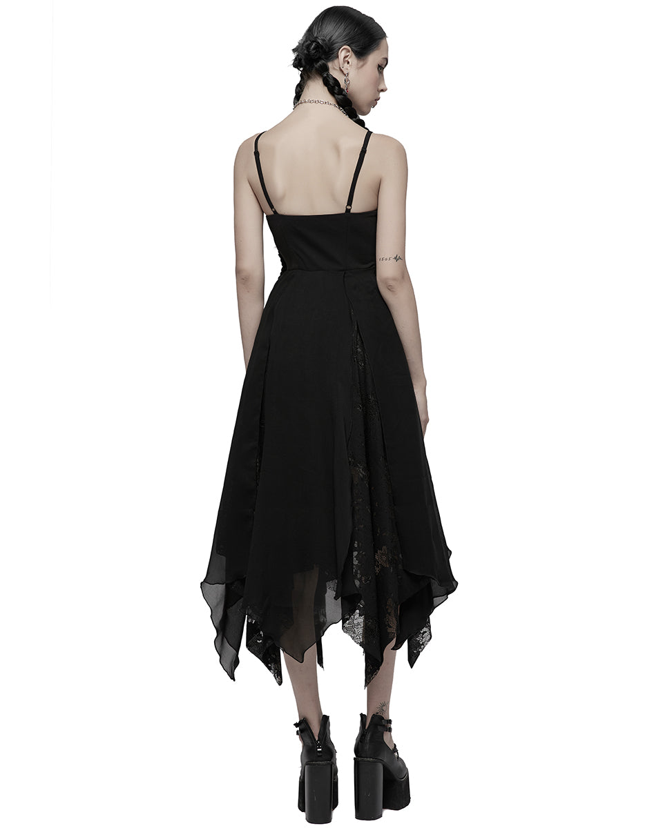 OPQ-1212 Daily Life Casual Gothic Lace Hem Pentagram Dress