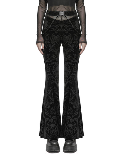 OPK-476 Daily Life Casual Baroque Gothic Velvet Flared Pants