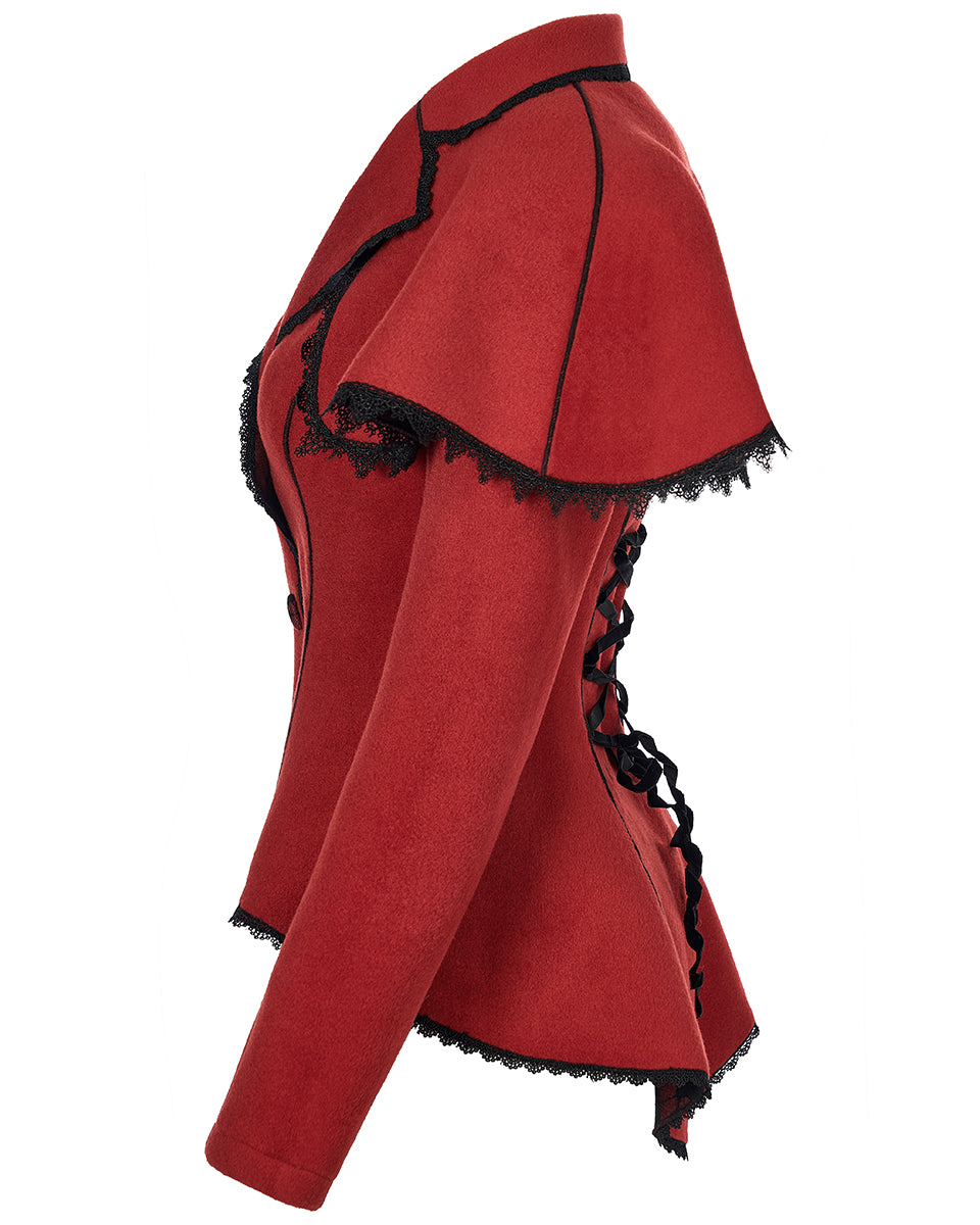 WY-1413 Womens Gothic Lolita Shoulder Cape Jacket - Red