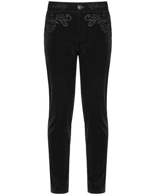 K442 Lisanthium Mens Gothic Regency Dress Pants - Black Velvet