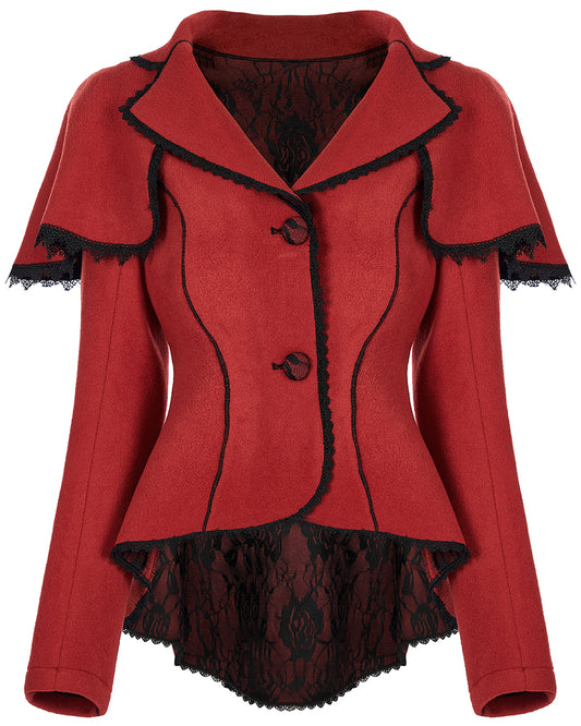 WY-1413 Womens Gothic Lolita Shoulder Cape Jacket - Red