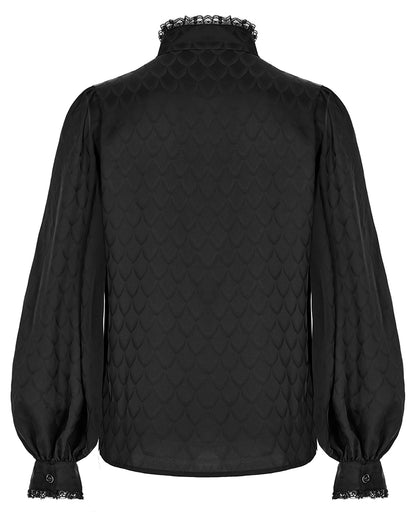 WY-1409 Mens Viserion Dragonscale Jacquard Gothic Dress Shirt - Black