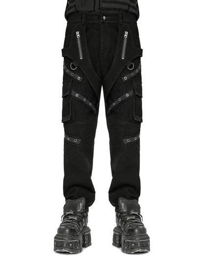 WK-533 Mens Apocalyptic Punk Deconstructed Cargo Pants
