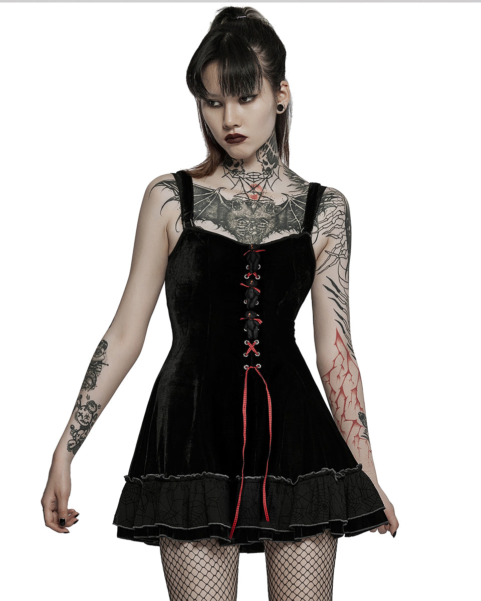 WQ-569 Womens 2 Piece Gothic Velvet Dress & Mesh Bolero Set