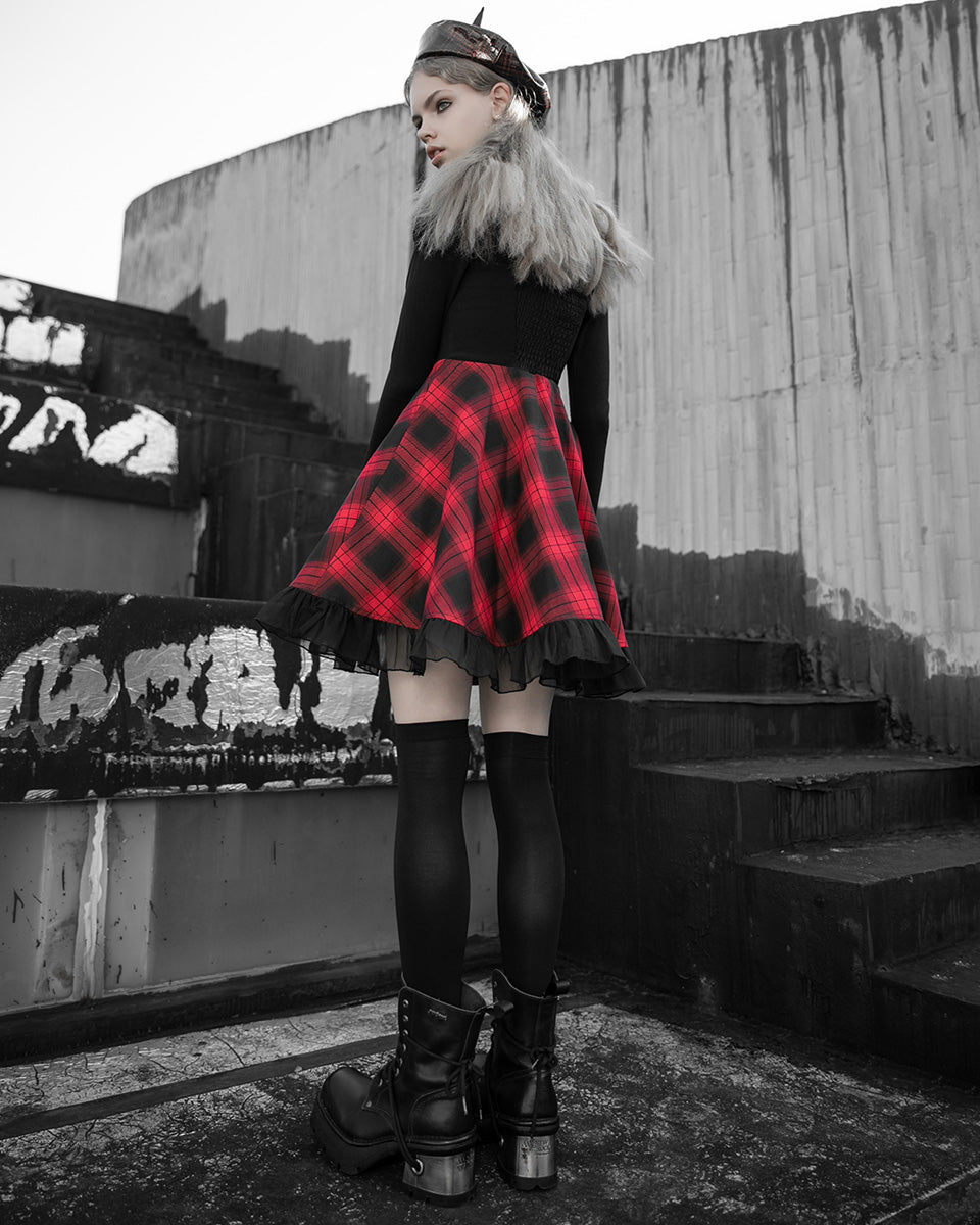 Red and black clearance plaid skirt outfits