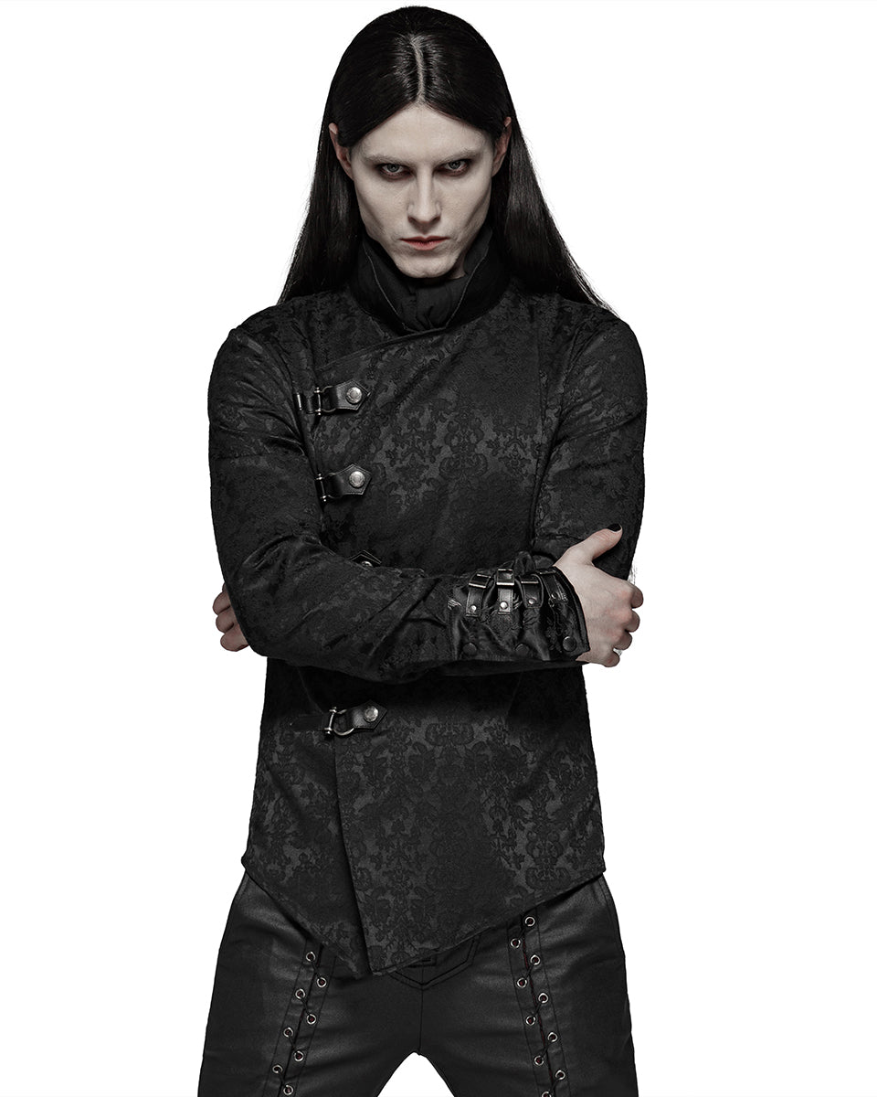 WY-1105 Archeleus Mens Gothic Shirt - Black Brocade