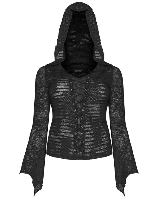 DT-666 Plus Size Retrograde Resistance Womens Hooded Top