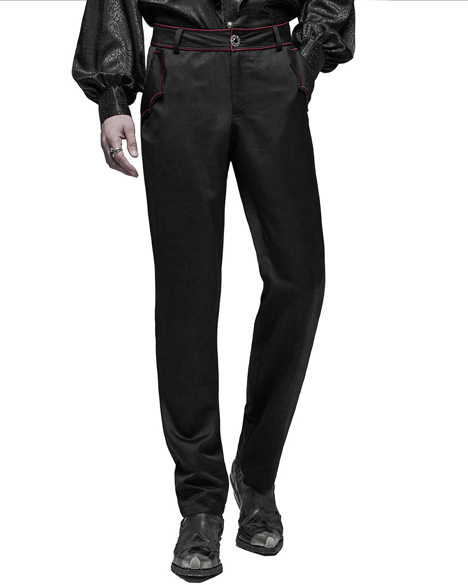 WK-481 Chiroptera Mens Gothic Dress Pants - Black & Red