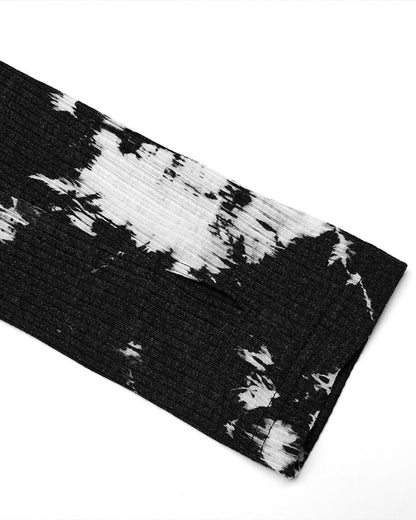 WT-734 Mens Apocalyptic Punk Tie Dye Top - Black & White
