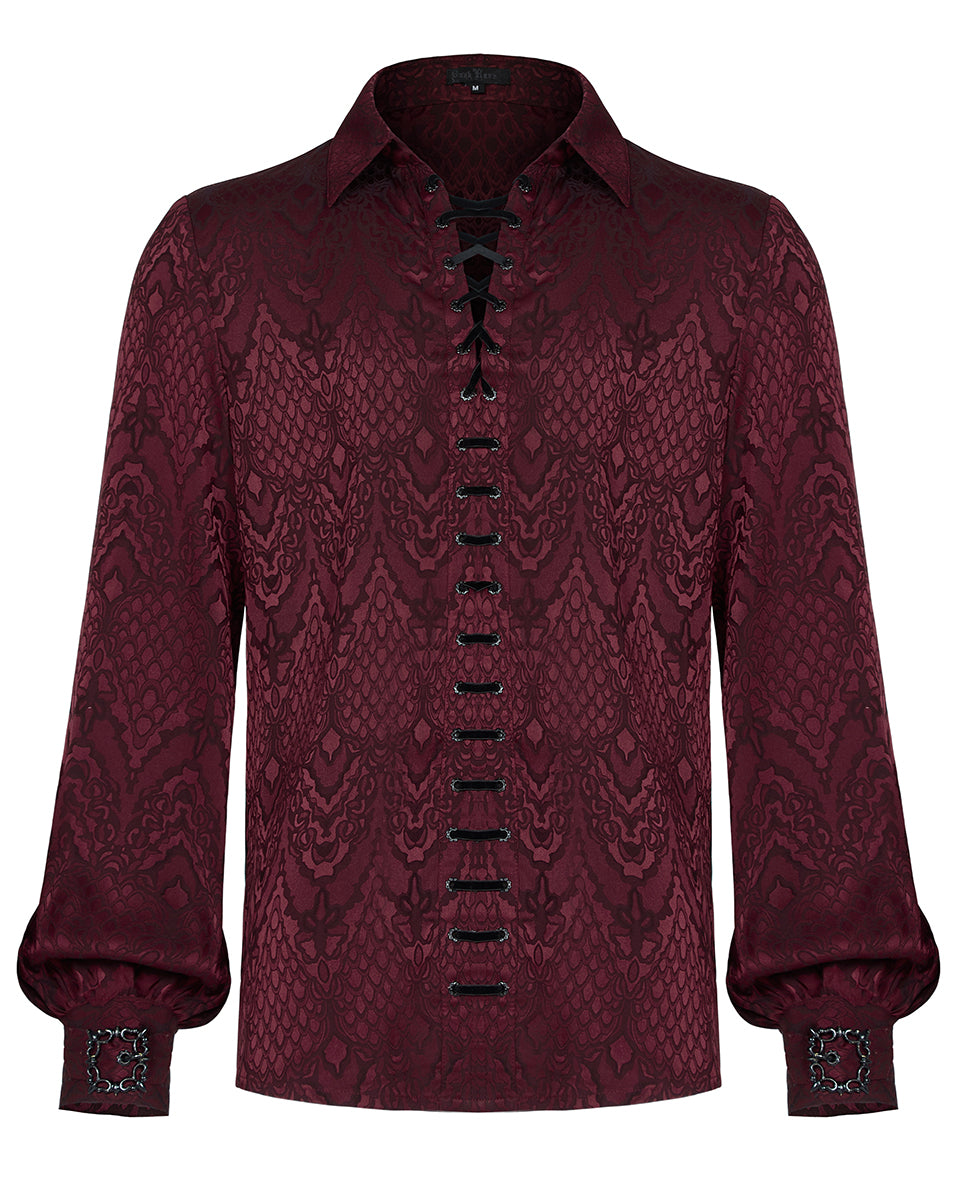 WY-1279 Mens Serpentine Gothic Dandy Shirt - Red