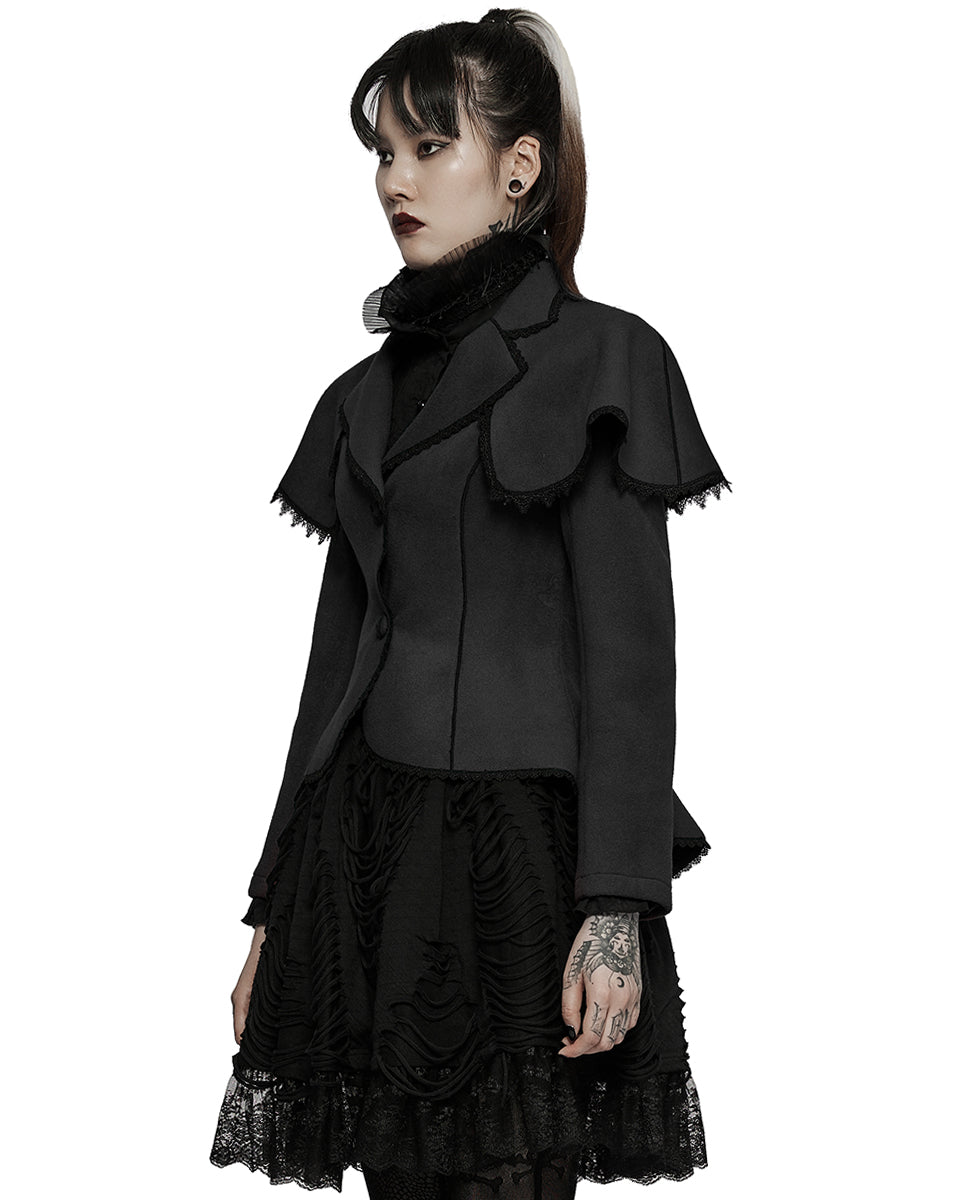 WY 1413 Womens Gothic Lolita Shoulder Cape Jacket Black