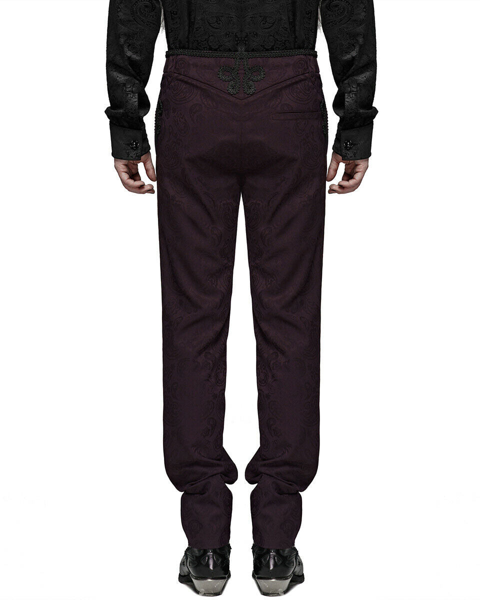WK-385 Mens Gothic Steampunk Pants - Wine Red