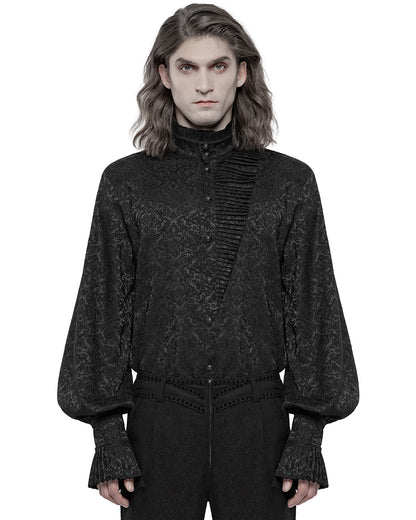 WY-1260 Fenwick Mens Gothic Regency Shirt - Black Jacquard