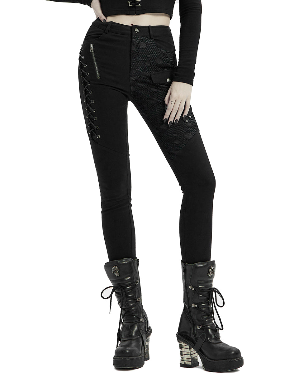 WK-462 Disanthropy Womens Shredded Jeans - Black