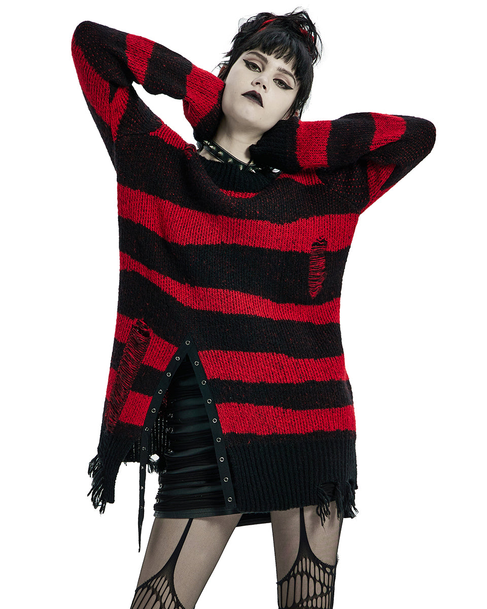 WM-063 Womens Knit Sweater - Black & Red