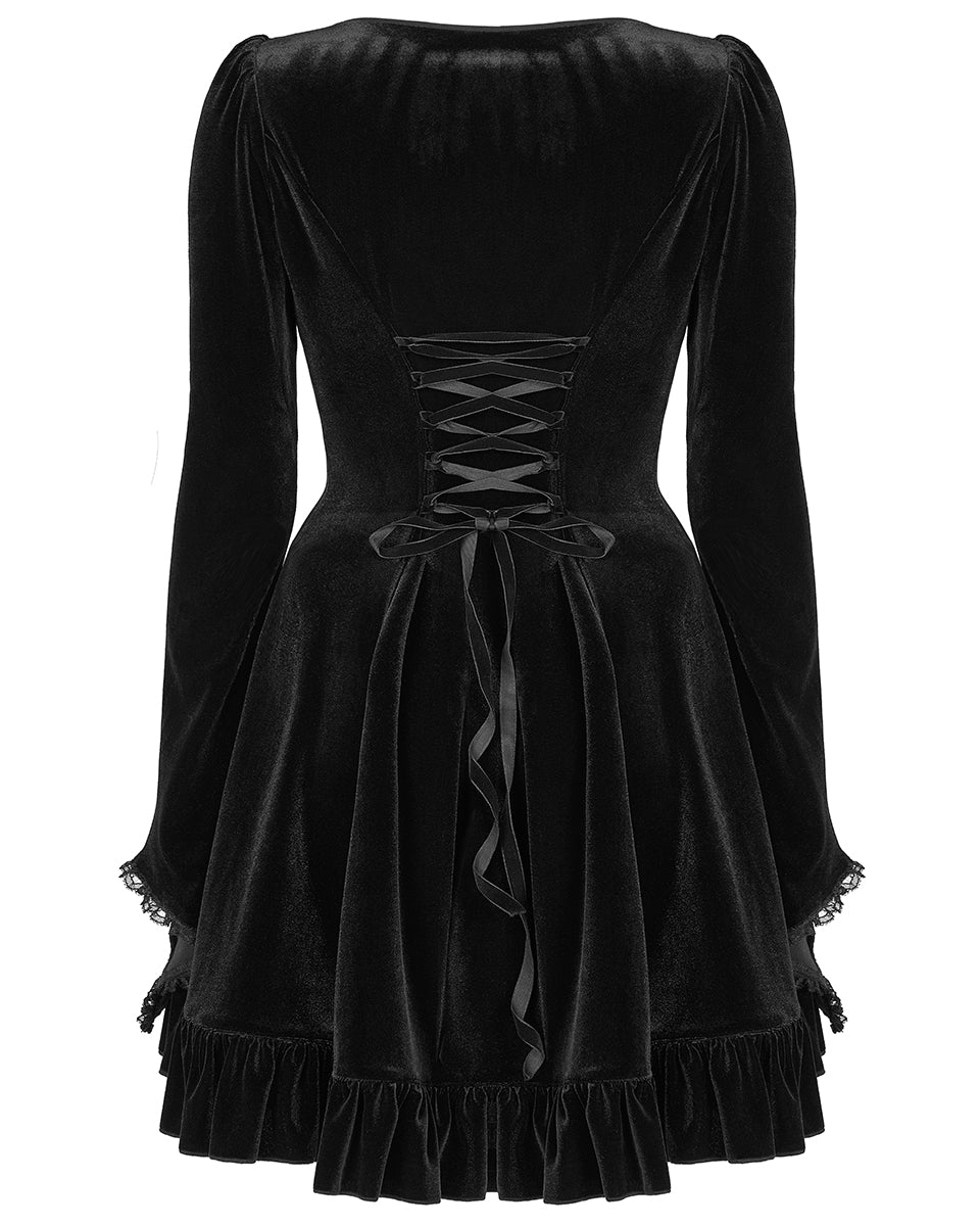 WLQ-102 Pyon Pyon Womens Gothic Harlequin Velvet Dress - Black & Purple WLQ-102 Pyon Pyon Womens Gothic Harlequin Velvet Dress - Black & Purple